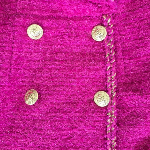 Rebecca Vallance Palais Sleeveless Tweed Blazer Mini Dress - Hot Pink - Size 4 - Picture 5 of 10